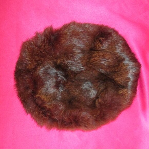 1950s vintage brown fur beret pillbox beret hat - Picture 3 of 4